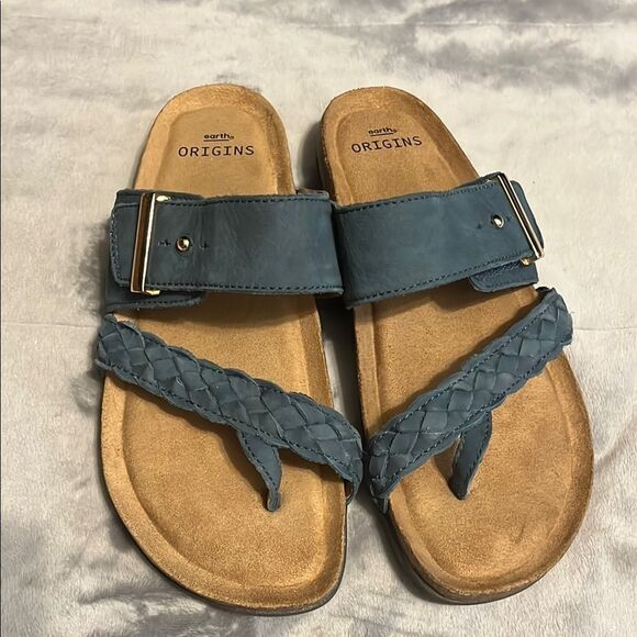 Earth Origins Deep Teal Blue Suede Orono Onida Sandals - Picture 1 of 9